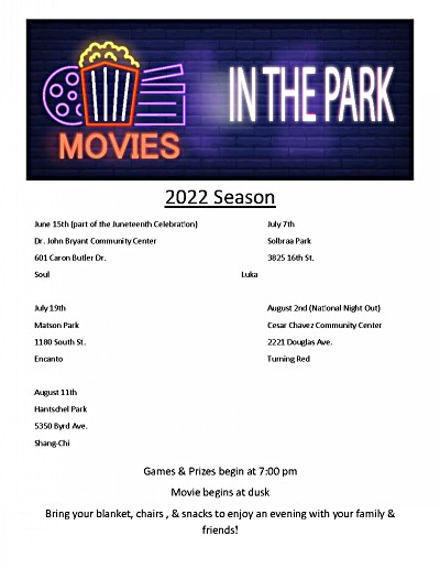 2022 Movies in the Park Flyer 2022 Movies in the Park Flyer
